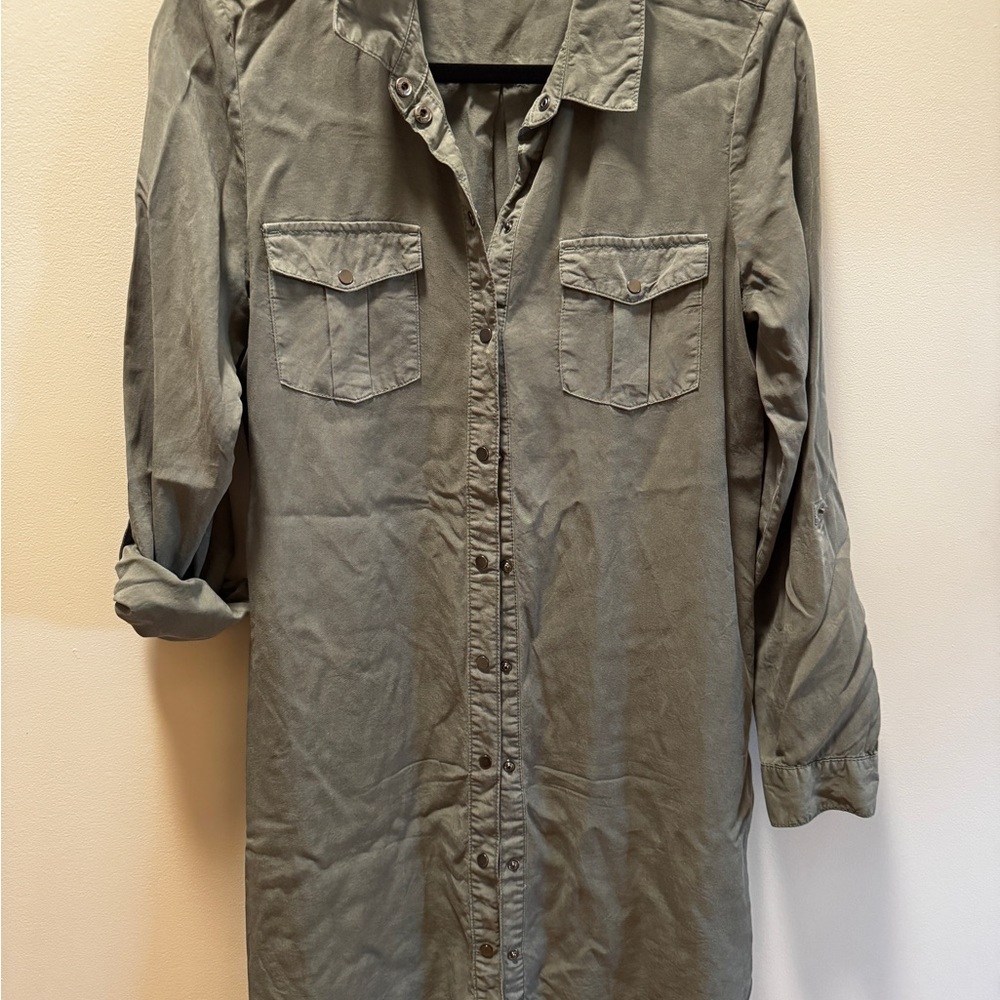 Vero Moda Olive Green Utility Shirt Dress
